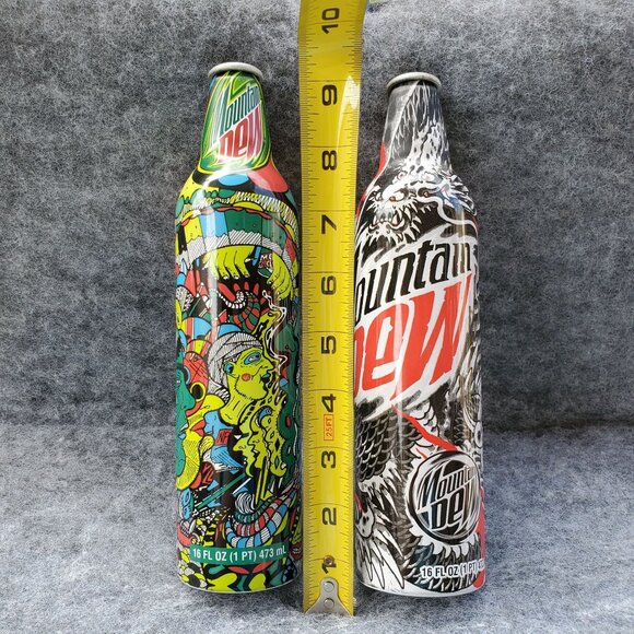 Mountain Dew Lot Of 2 Collectible Aluminum Bottles Psychedelic & Dragon Designs - Picture 10 of 10